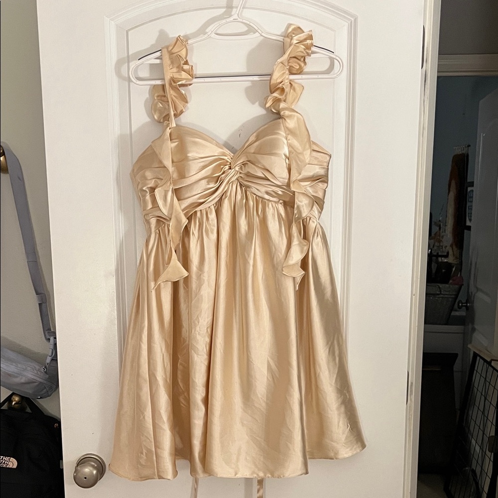 Homecoming Cream Ruffled Dress